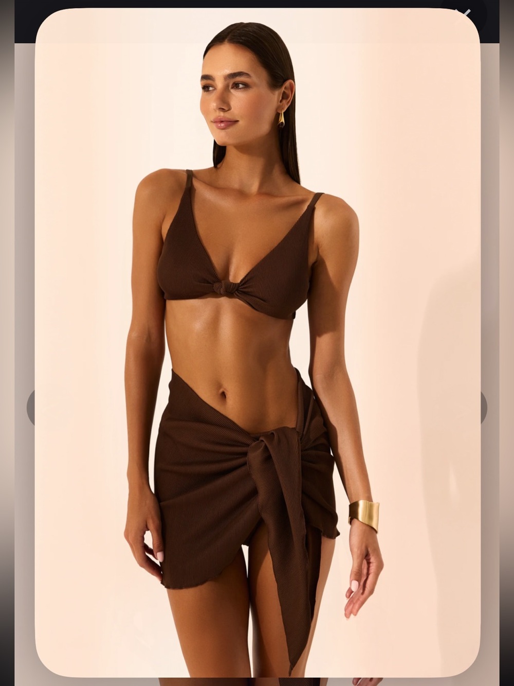SANORI SWIM CACAO RIBBED BASALU TOP AND TULUM BOTTOMS S